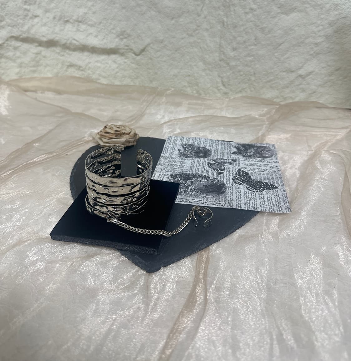 빈티지 웨이브 다층 반지 연결 팔찌 상품이미지1