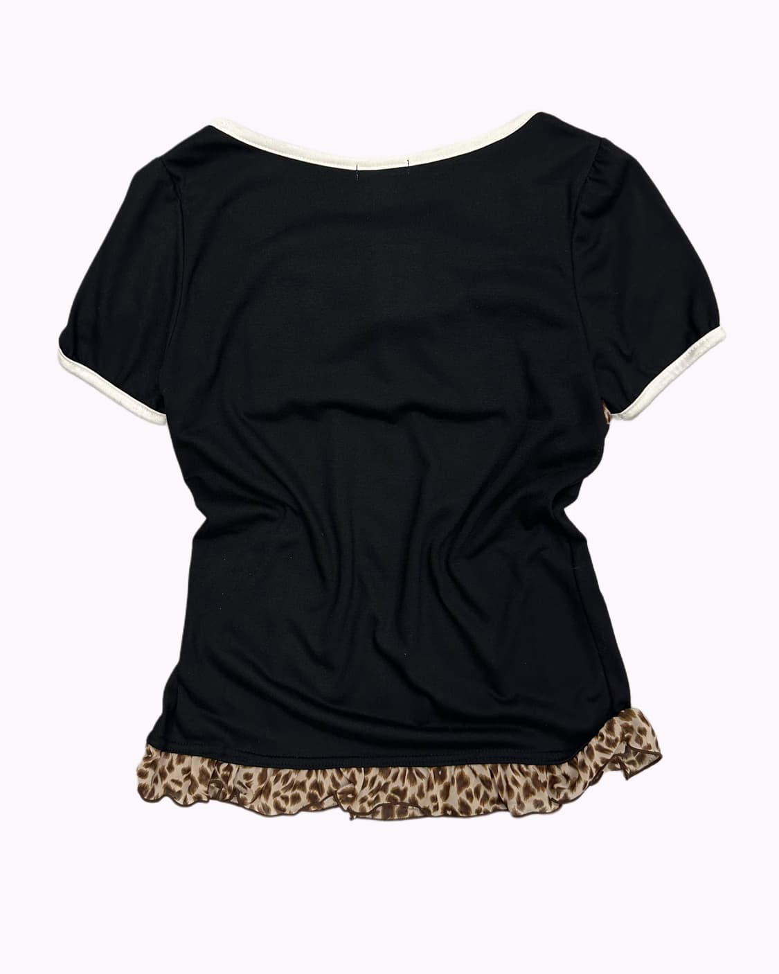 shirring leopard ribbon t-shirt 상품이미지4