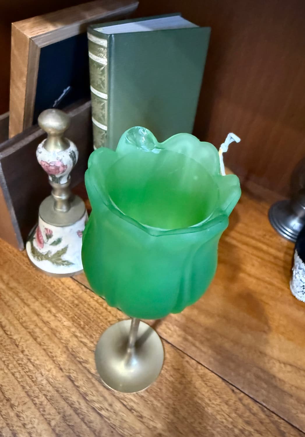 빈티지 인도 브라스 촛대 & 그린 튤립 보티브 상품이미지3