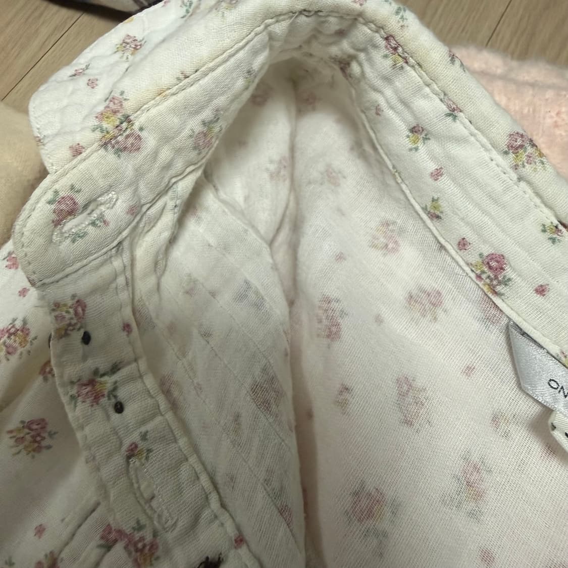 빈티지 모리걸 세트 핑크 가디건 잔꽃 블라우스 큐롯 팬츠 상품이미지10