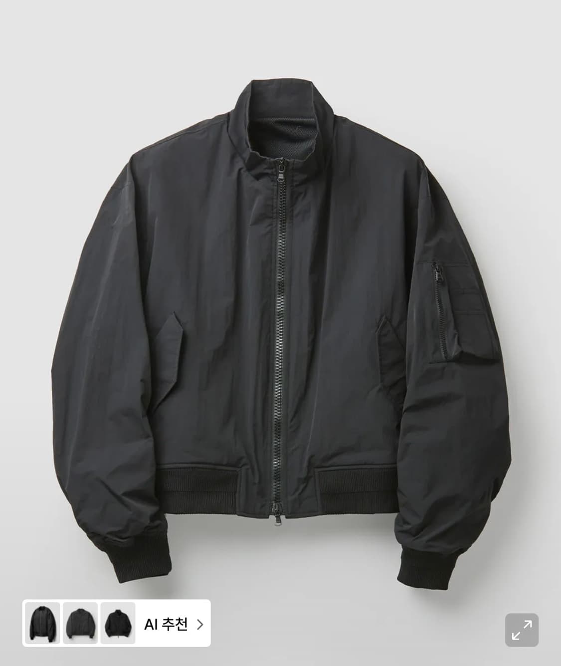 쿠어 스탠드 카라 MA-1 봄버 (블랙/M) 상품이미지4