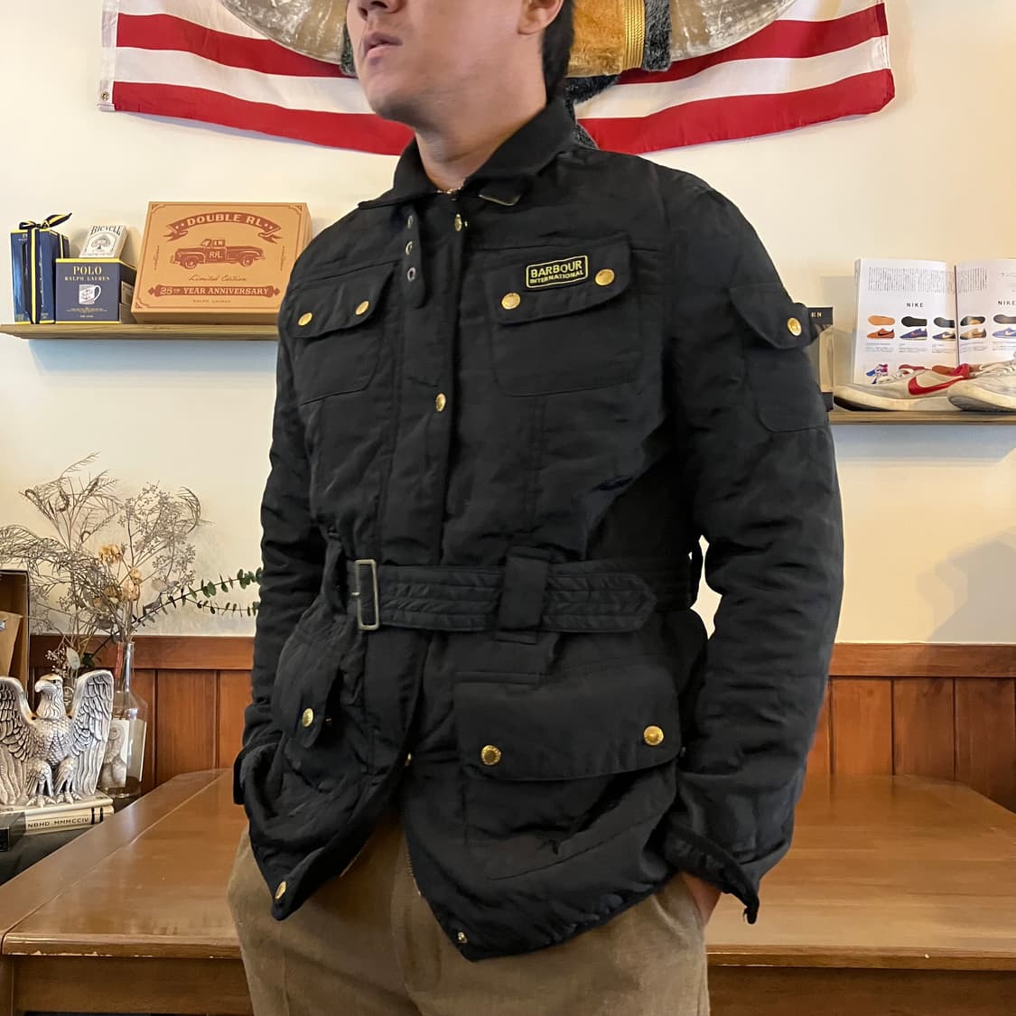 바버 인터네셔널 퀼티드 벨티드 자켓 UK16 (100) 상품이미지9