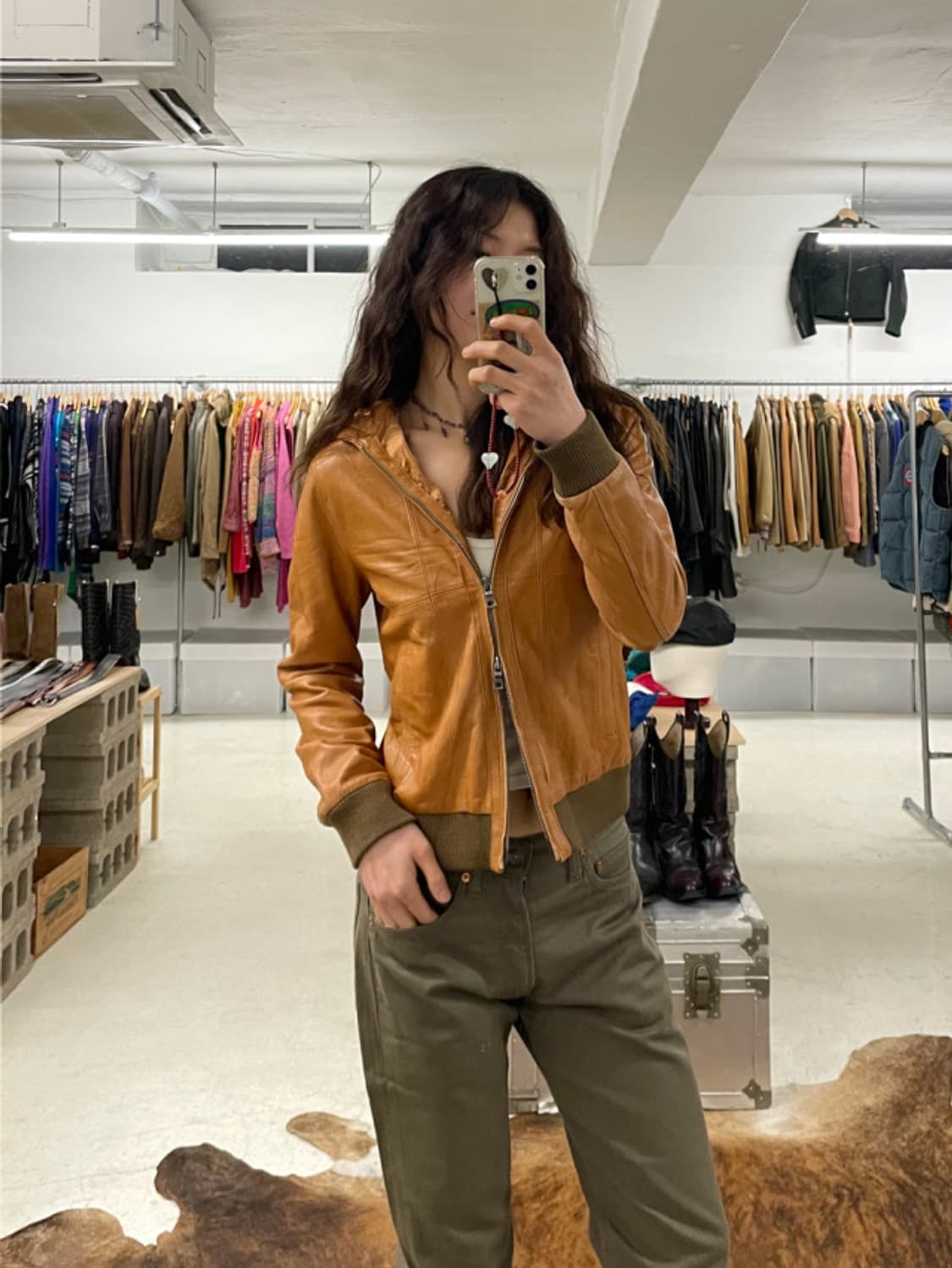 BEAMS BOY hooded leather jacket 상품이미지1