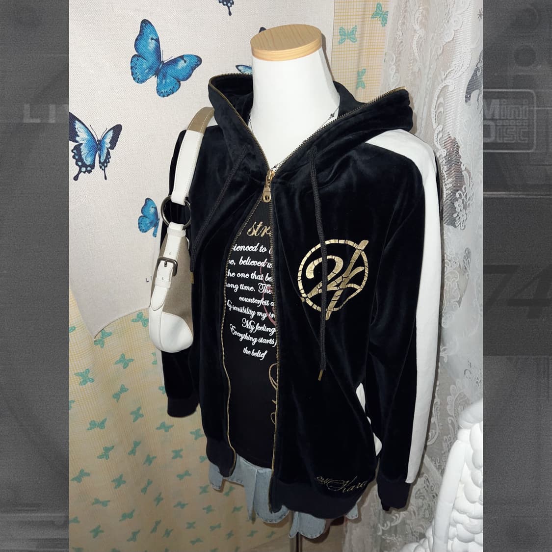 블랙 벨벳 와투케 투웨이 후드 집업 상품이미지8