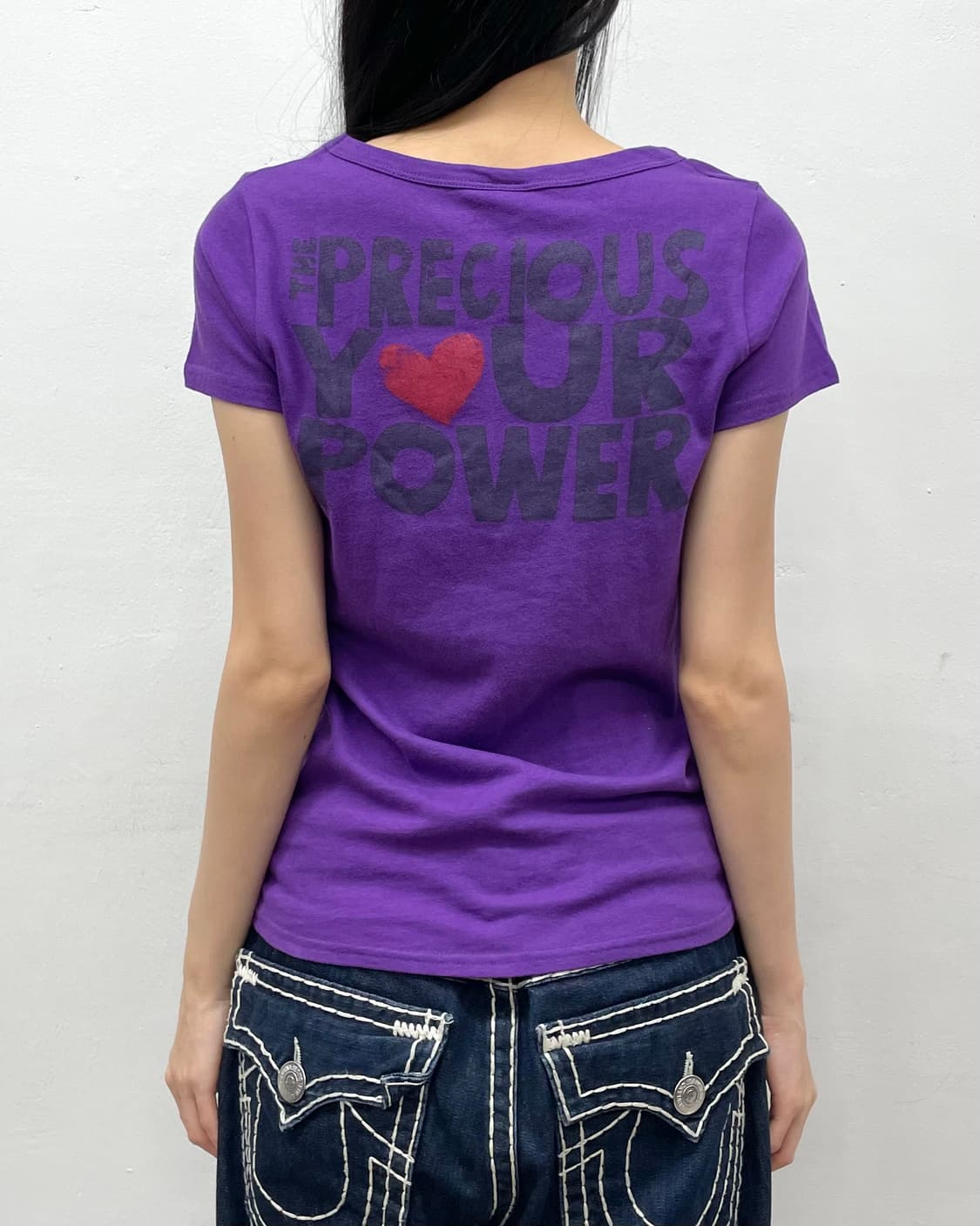Multi flag heart purple T-shirt  상품이미지3