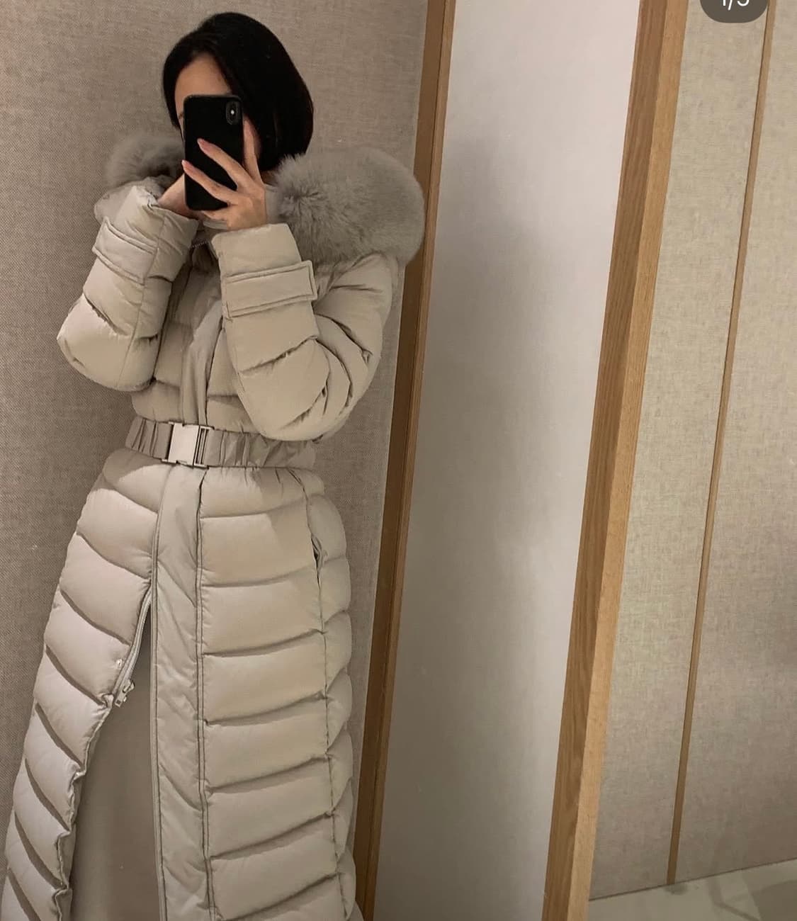 어라운드율 사가폭스퍼 패딩 s 그레이 새제품 상품이미지1