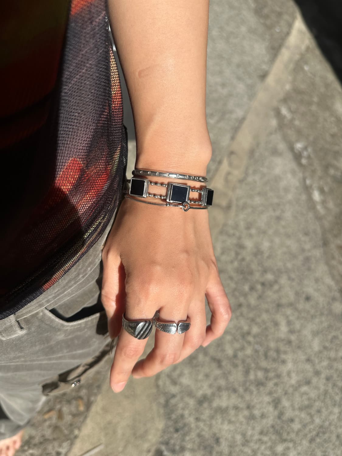 Vintage onyx 925silver bangle   상품이미지10