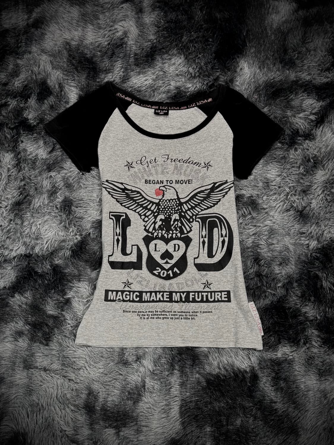 나그랑 그레이 독수리프린팅 Y2K 반팔 상품이미지1