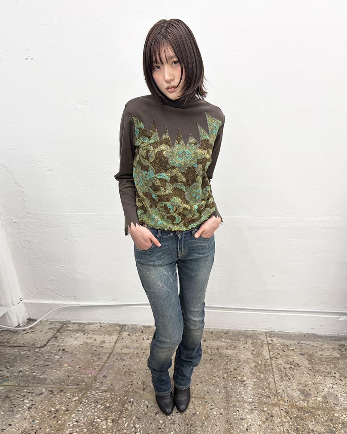 빈티지 패널 플로럴 시어 탑 상품이미지6