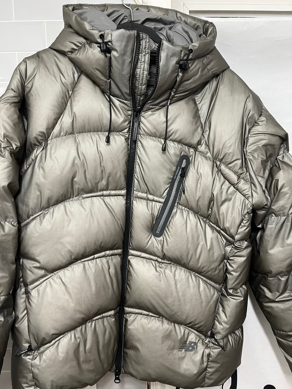 새거 뉴발란스 플라잉77 헤비 구스다운 L GRAY 라지 구스패딩 숏패딩 상품이미지7