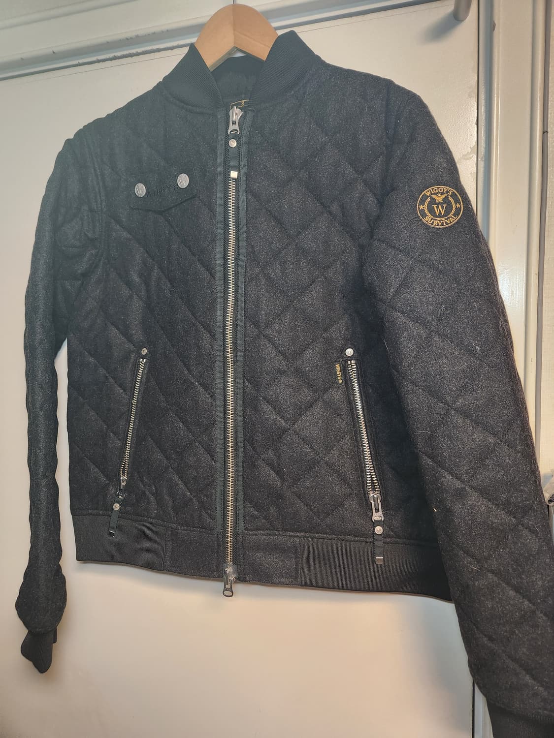 위기스(WIGGYS) 퀼팅 봄버 자켓 다크 그레이 3사이즈(M정도) 상품이미지2