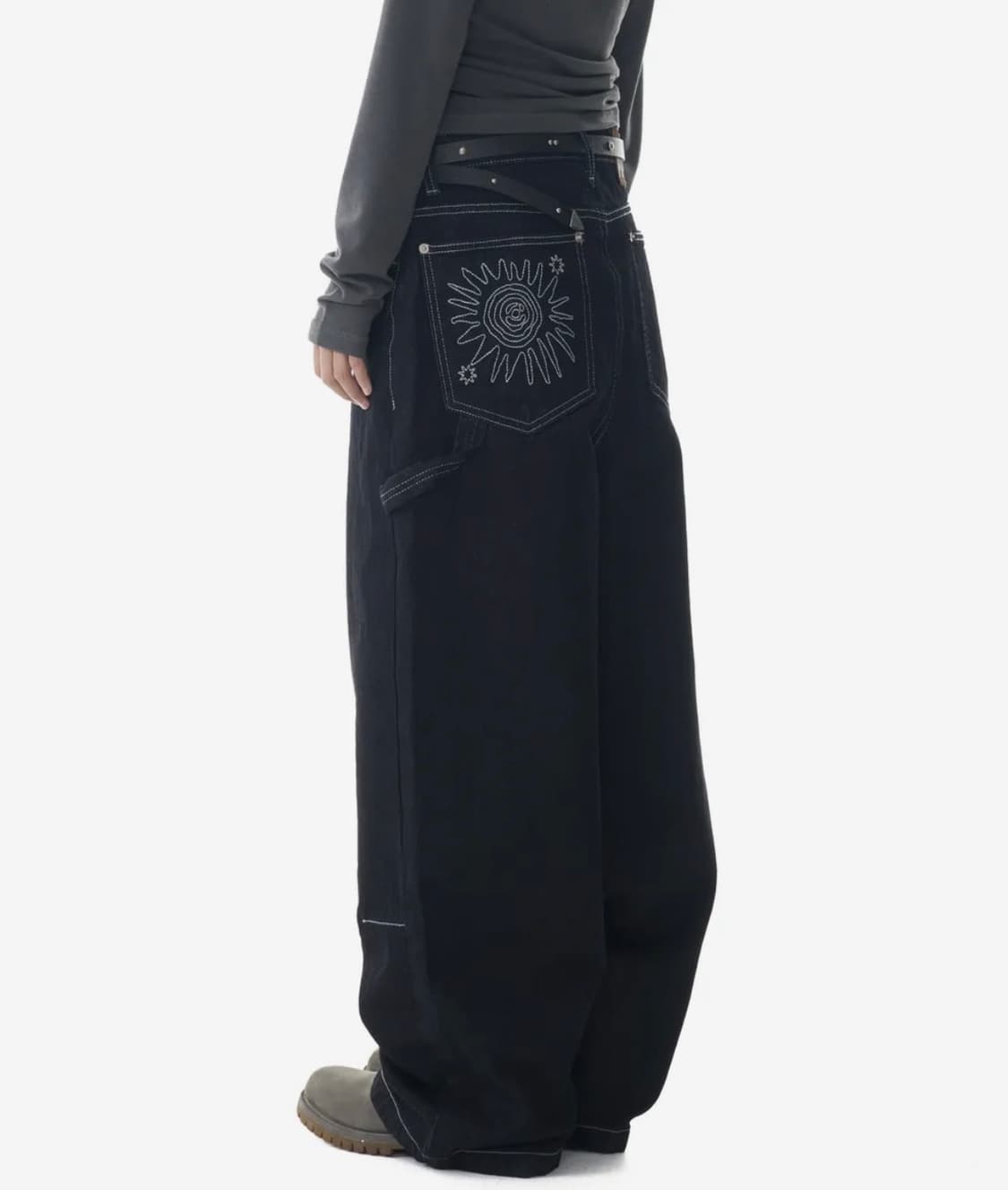Needlework Carpenter Denim Pants (Black) 상품이미지1