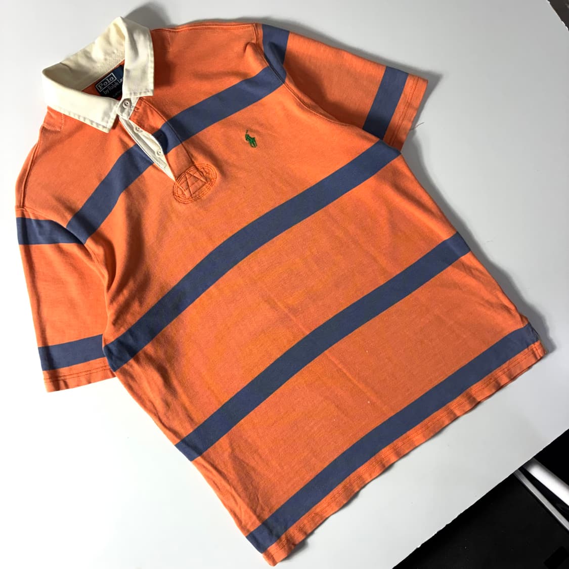 Polo  폴로 랄프로렌 자수 커튼 스트라이프 반팔 럭비티  상품이미지2