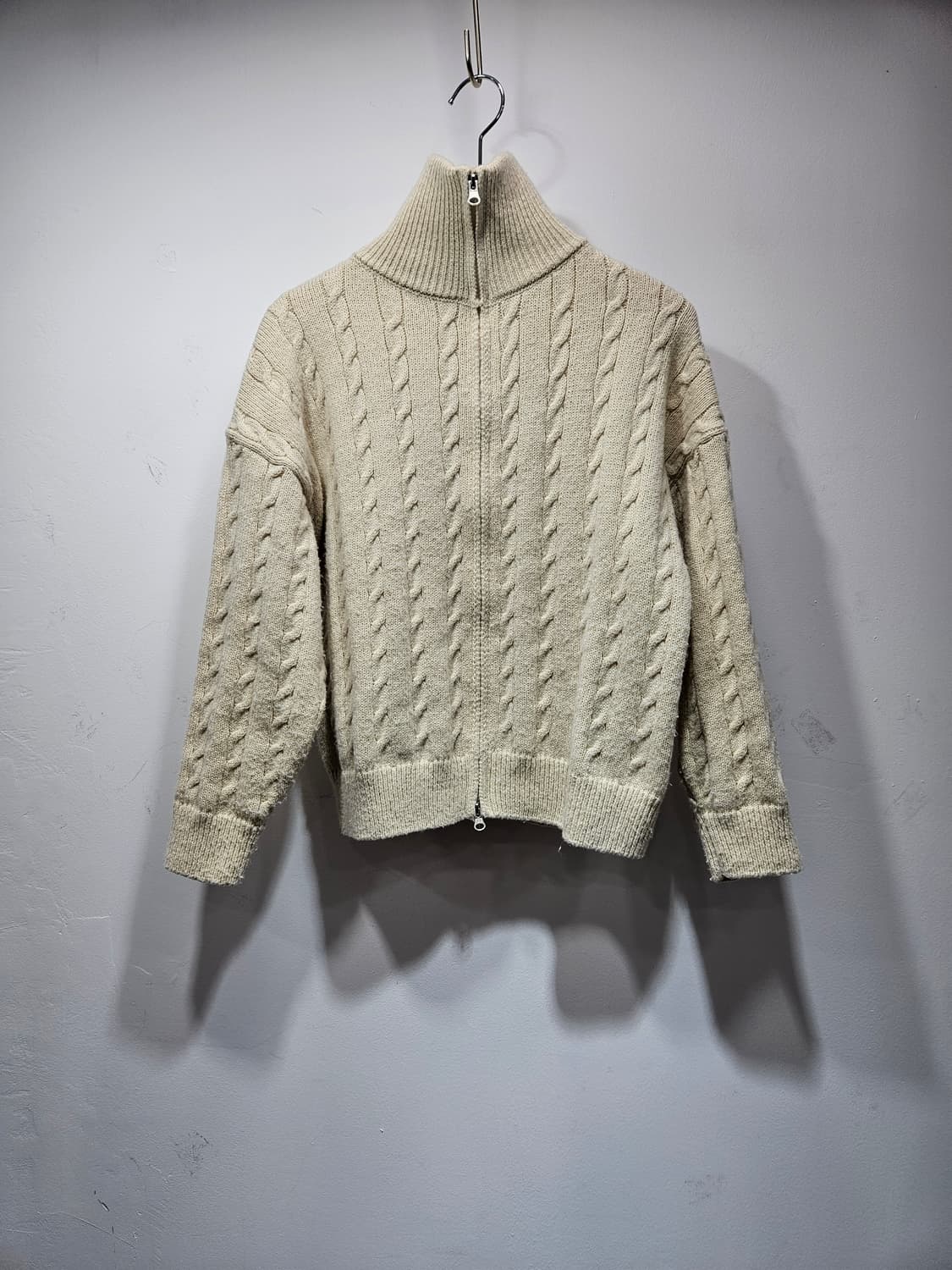 아이보리 니트 집업 가디건 상품이미지5