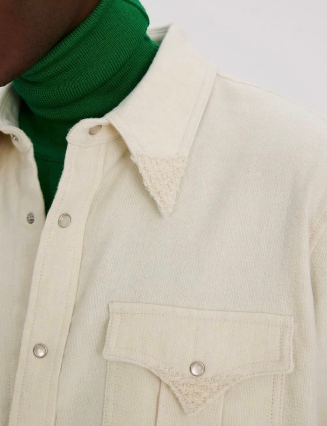 렉토/ 리넨 울 부클 웨스턴 셔츠/ M 상품이미지3