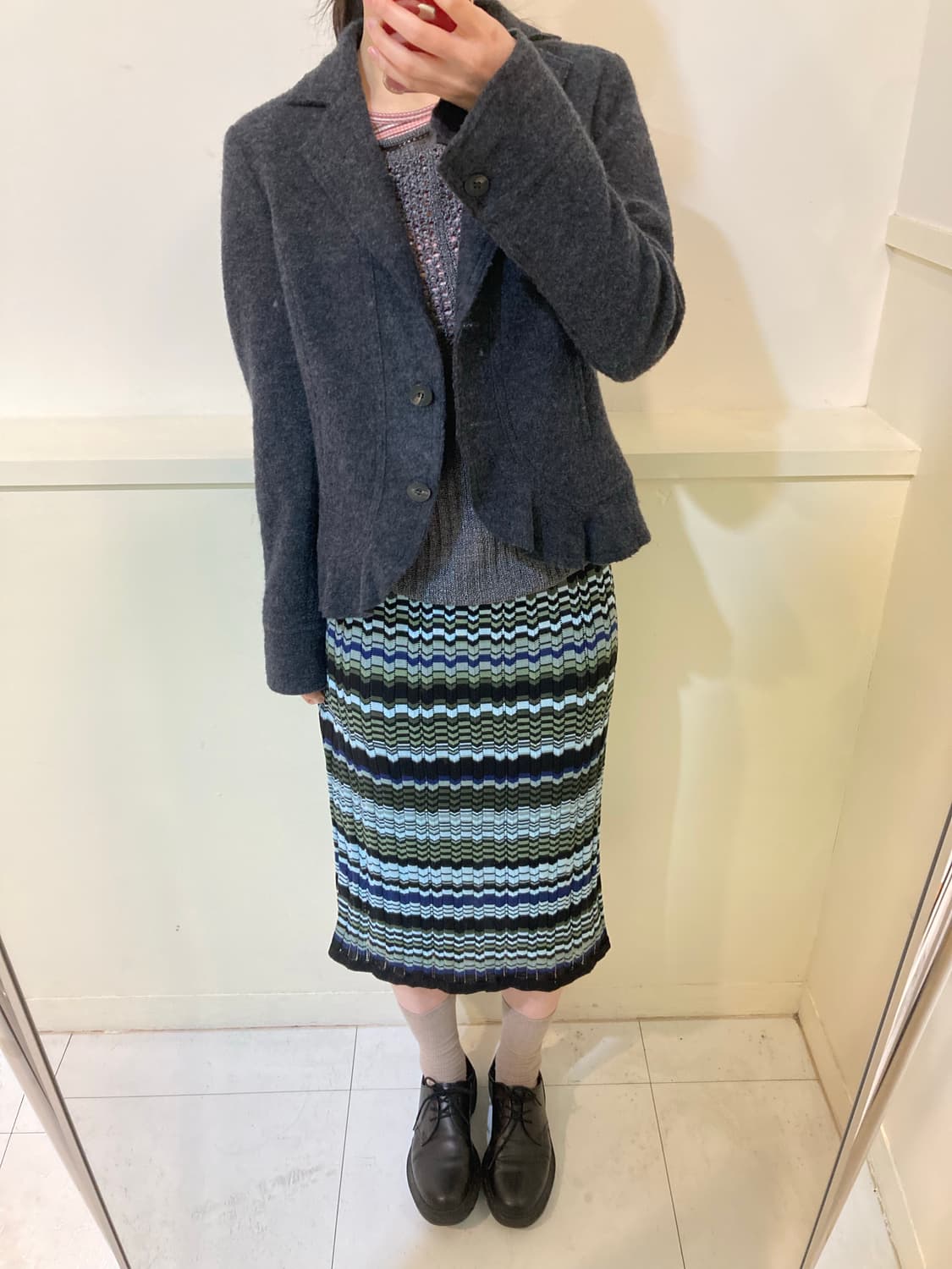 웨스턴 y2k 러플 울 플리츠 숏자켓 상품이미지8