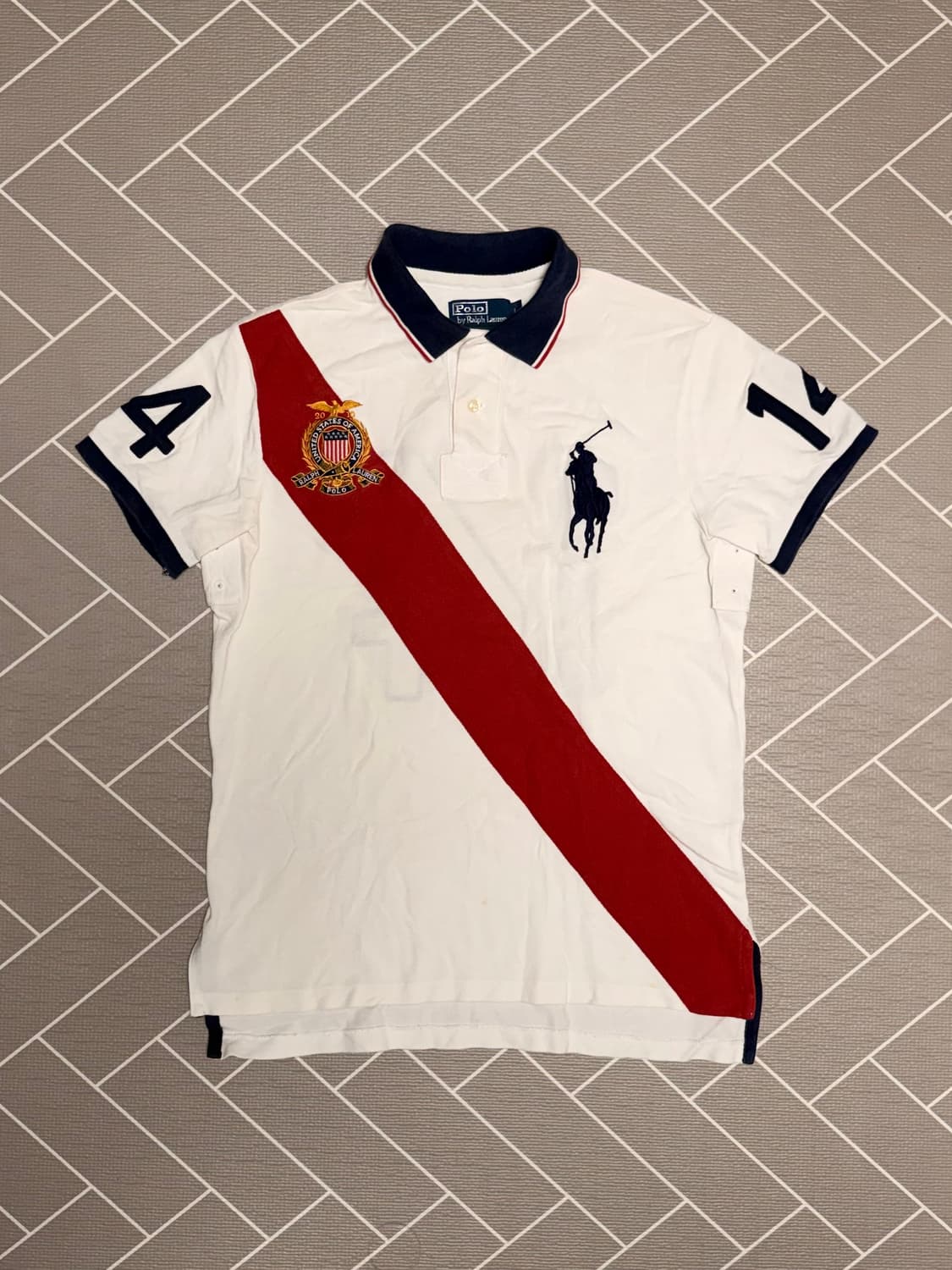 폴로 빅포니 성조기 반팔 럭비티 화이트 (1) 상품이미지2