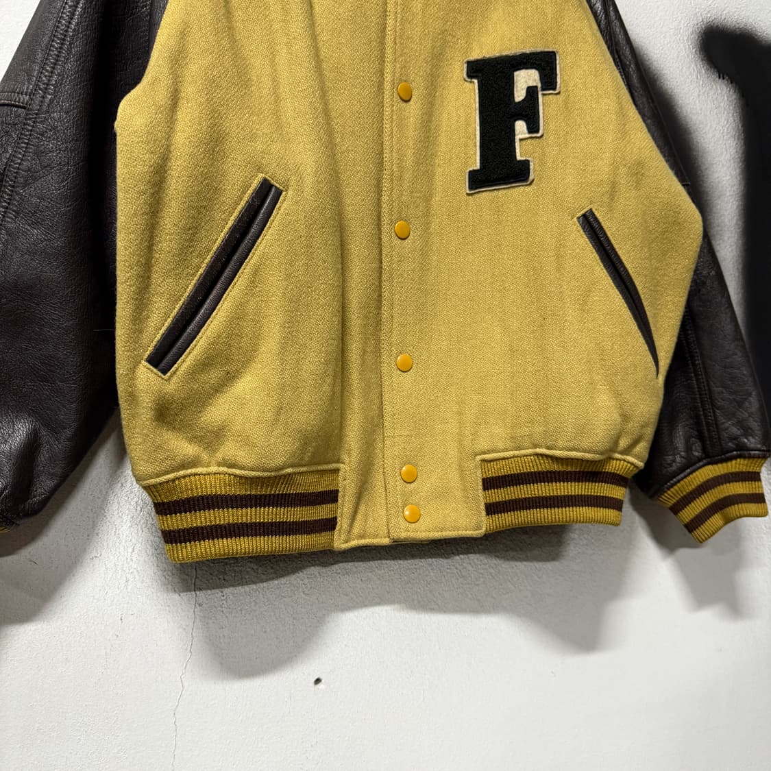 VTG 빈티지 올드스쿨 울 혼방 레더암 바시티 자켓 상품이미지4