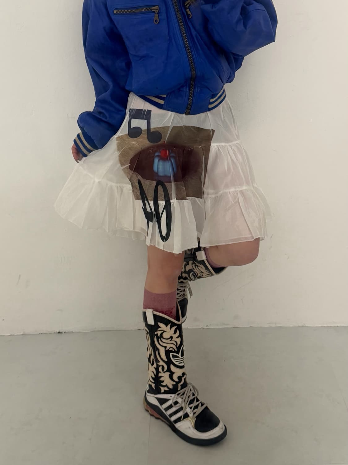 화이트 시스루 푸딩 스커트  상품이미지1