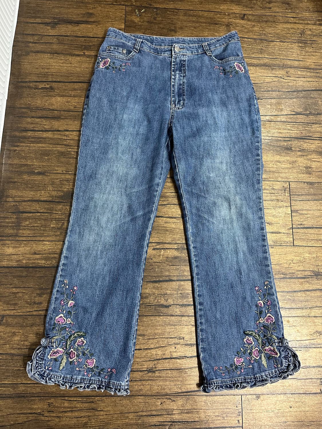 Y2K 플라워 자수 부츠컷 데님 팬츠 30 SHYGER JEANS 상품이미지1
