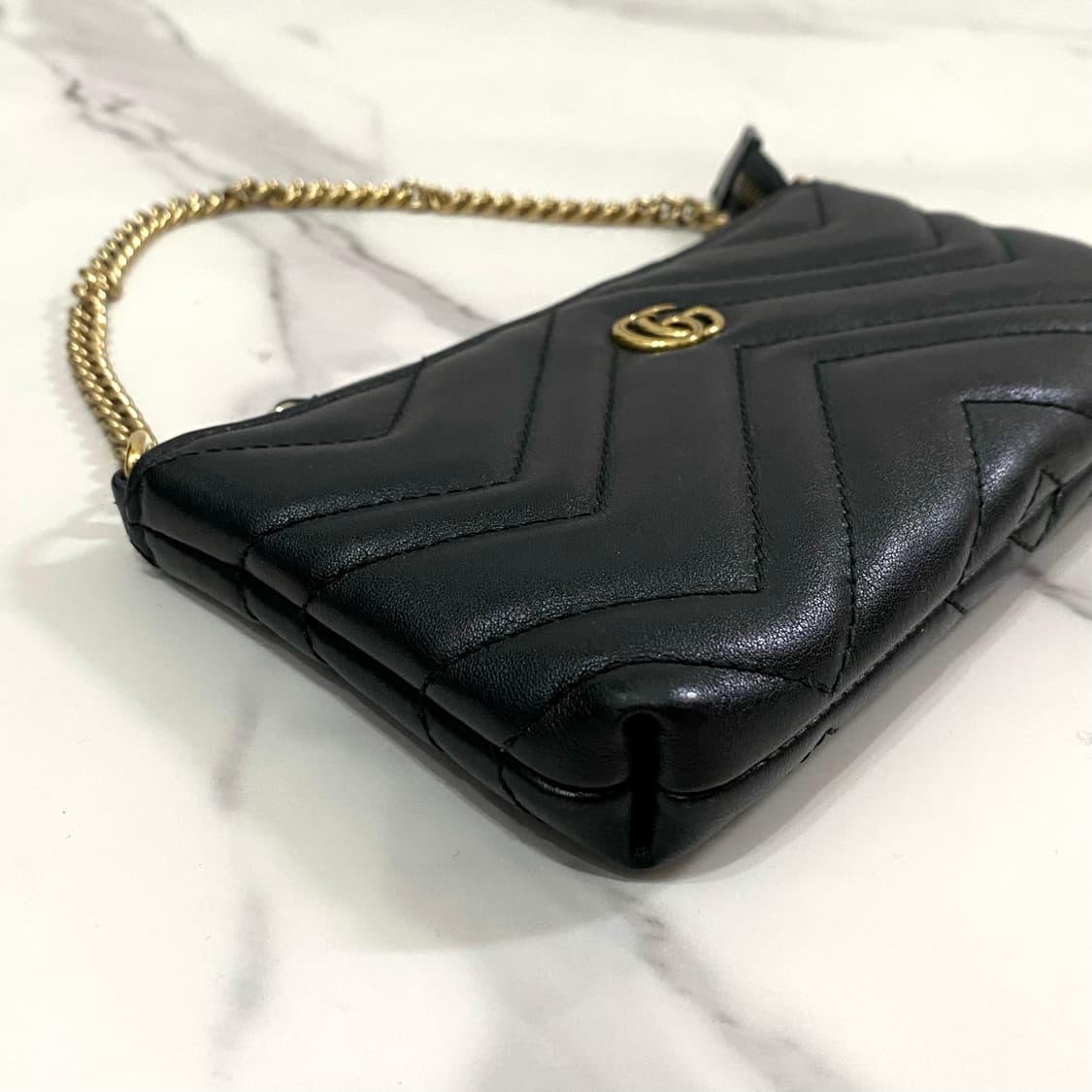 구찌 GG 마몽 가죽 체인 파우치백 블랙 443129 상품이미지5