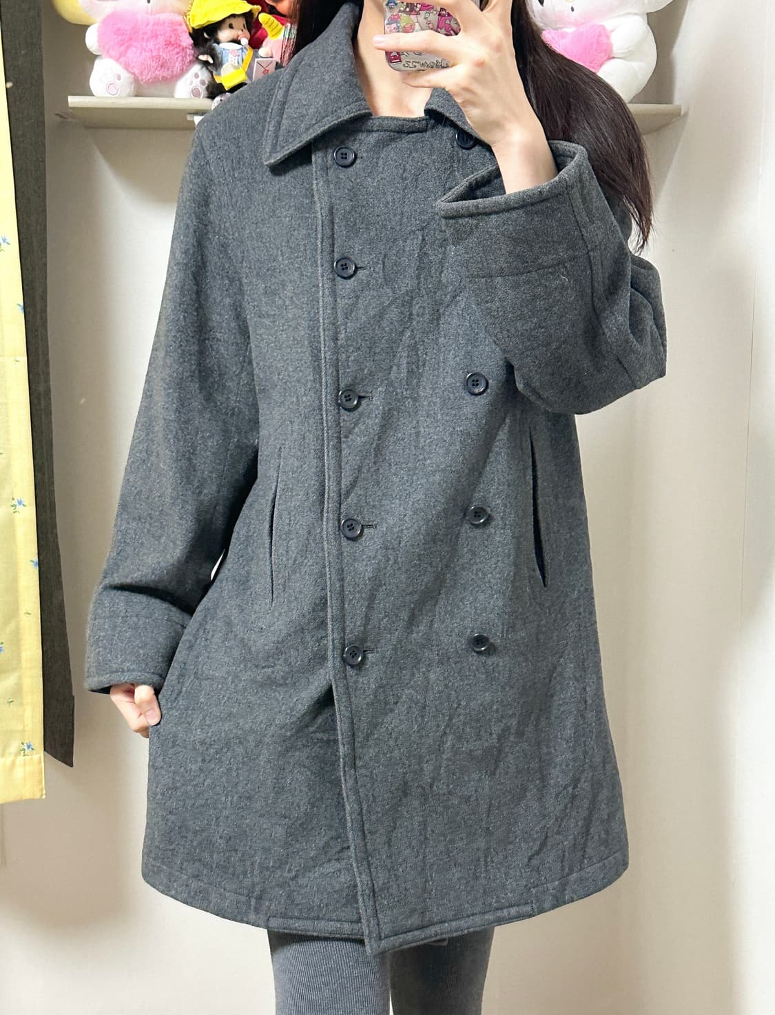 빈티지 차콜 코트 오네갸루 로걀 코이세이오깔 공겜여주 긱시크 고딕 모리걸 상품이미지1