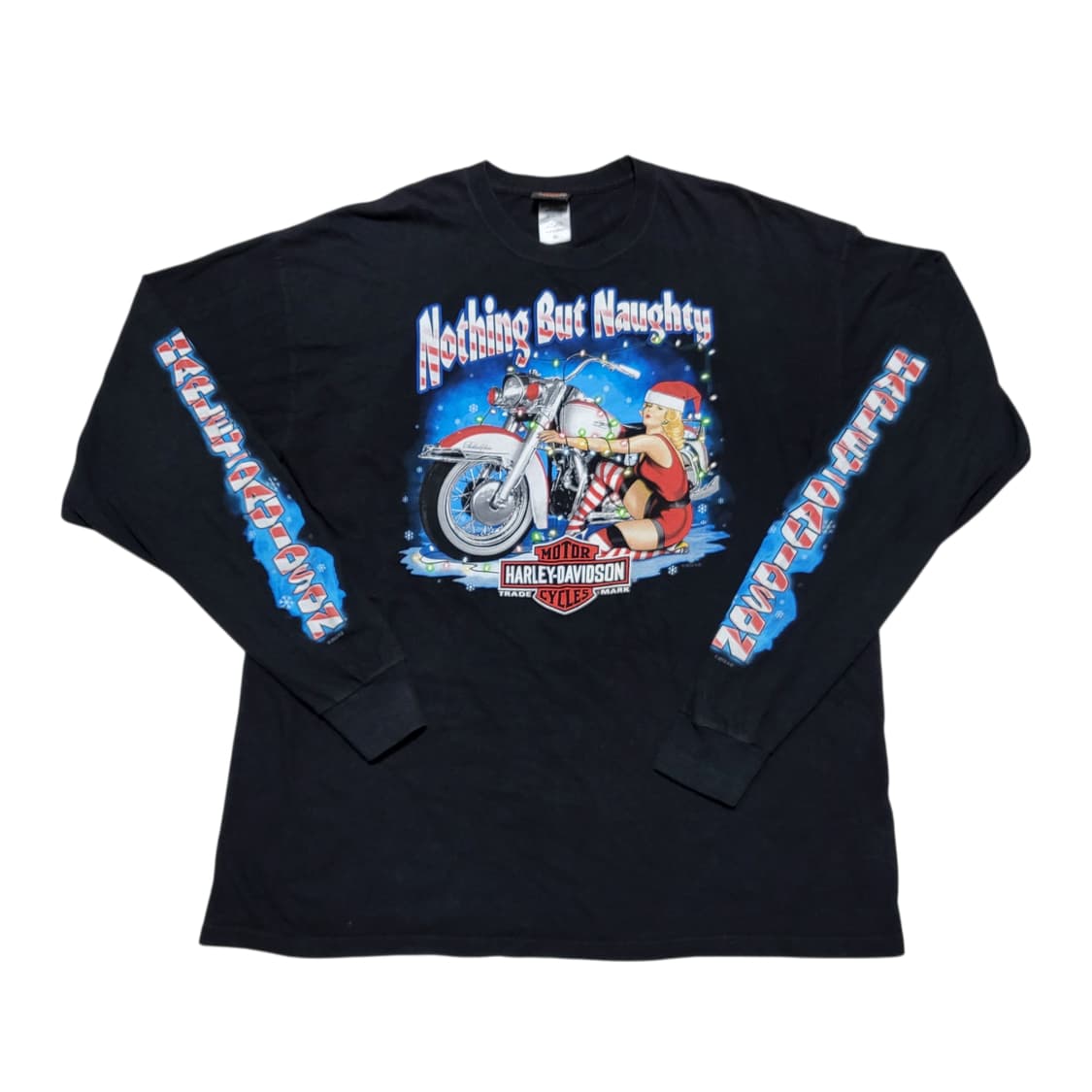 (2XL) 빈티지 할리데이비슨 크리스마스 핀업걸 슬리브 상품이미지2