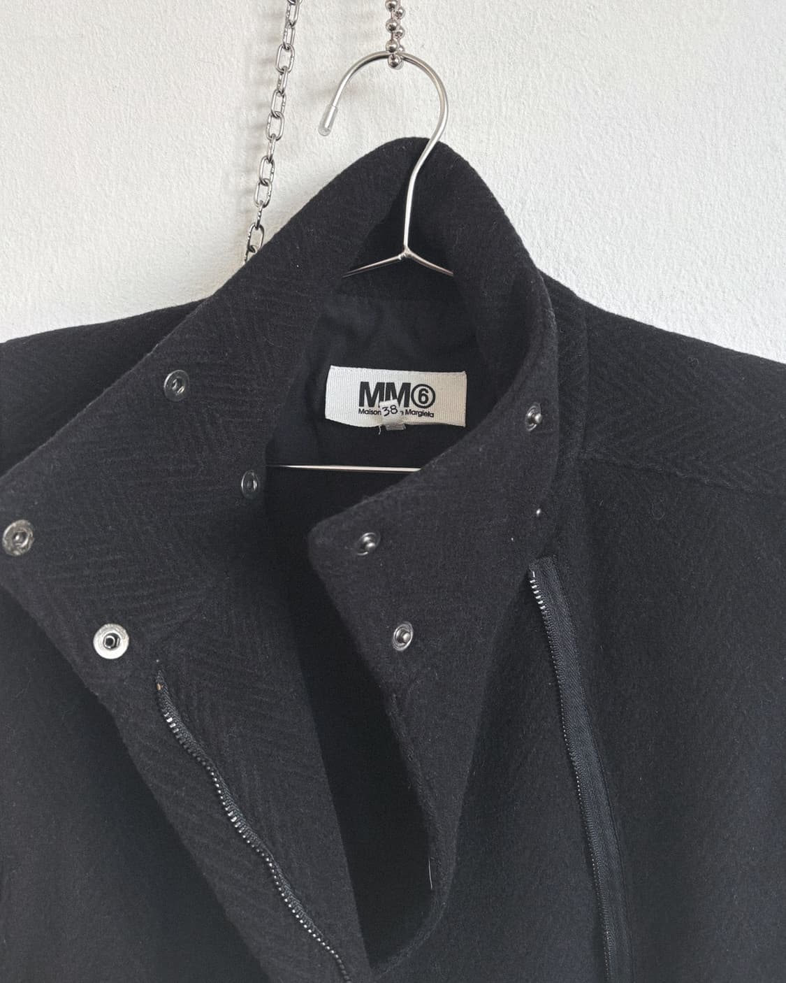 13AW 마틴 마르지엘라 6 사선지퍼 하이넥 드레이프 헤링본 코트 상품이미지8