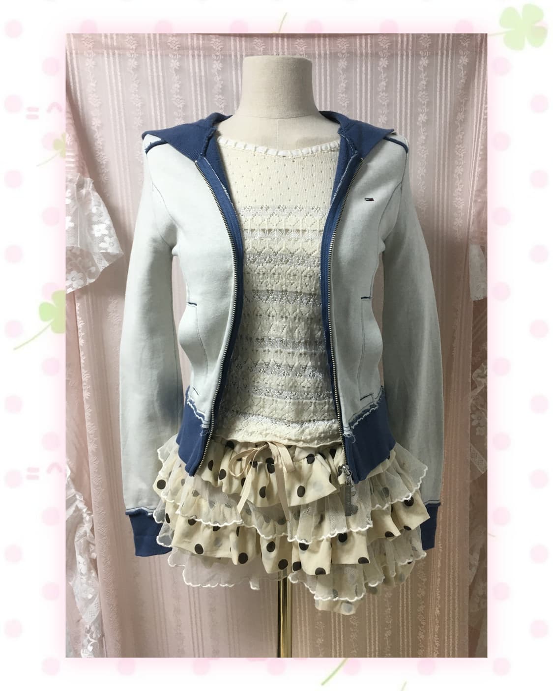 타미힐피거 타미걸 멜란지네이비 2way 후드집업 상품이미지1