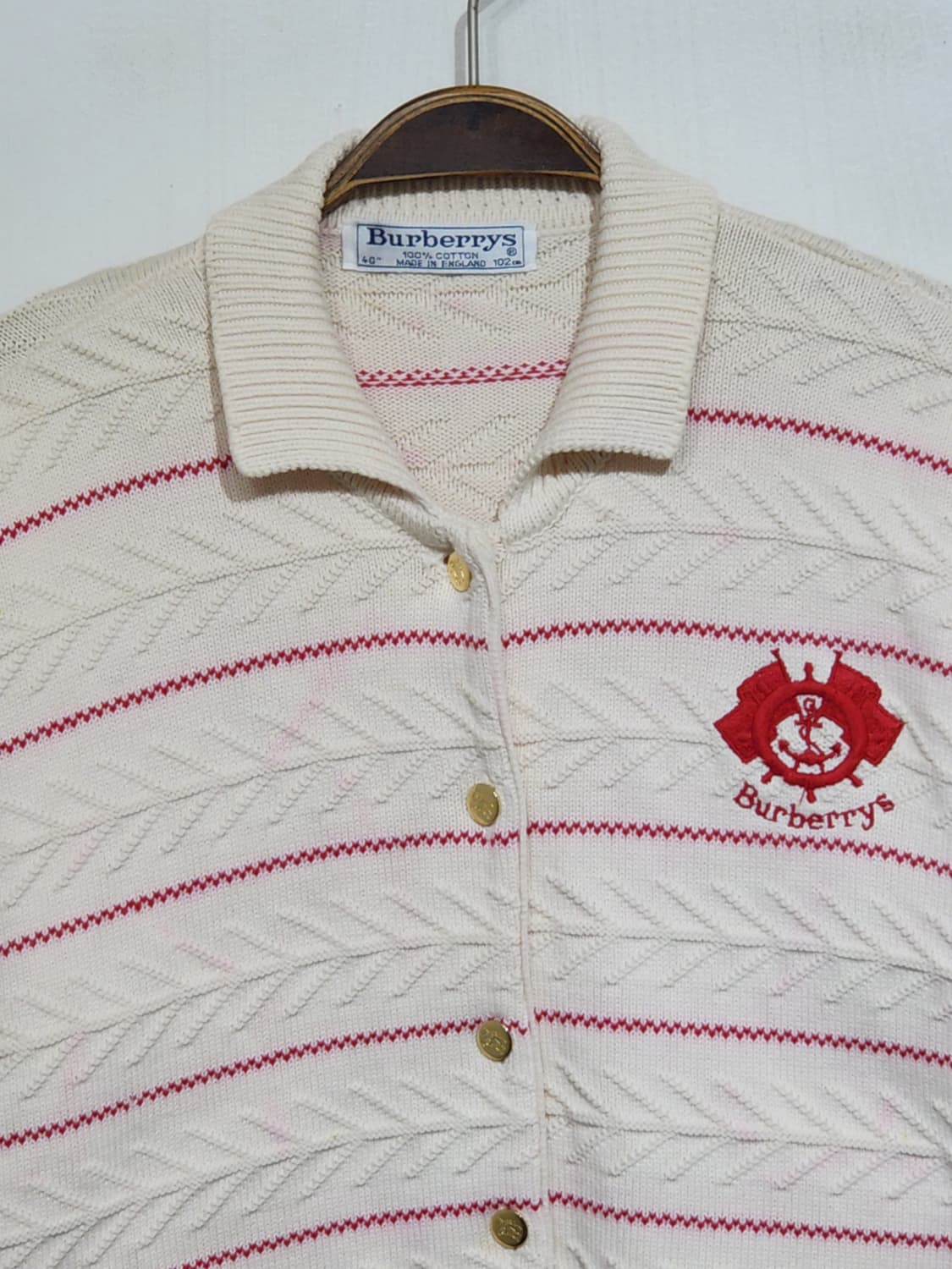 (XL) 버버리 가디건 단가라 금장단추 카라넥 영국판  상품이미지2