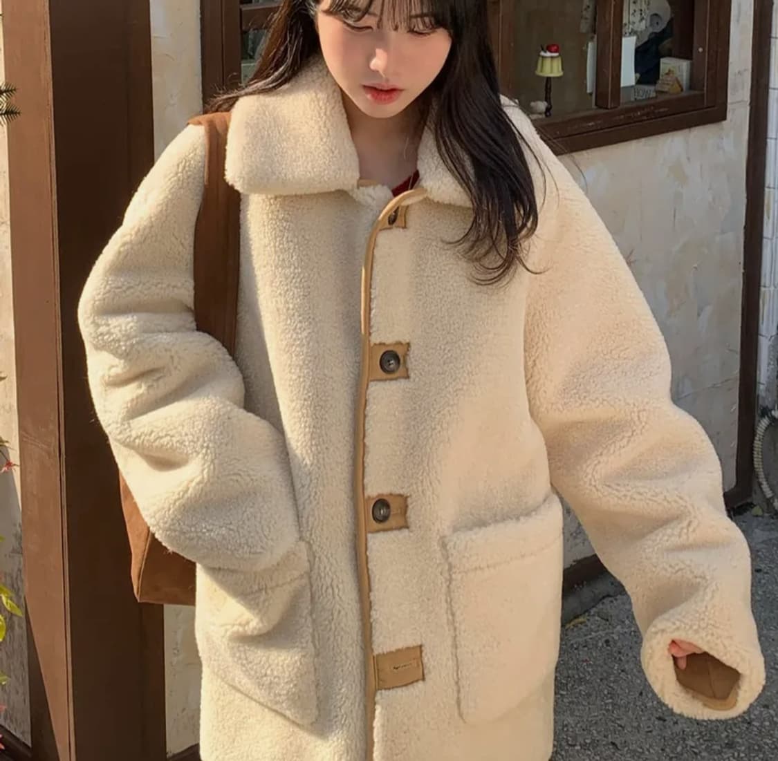 새상품 마인드브릿지 우먼 리버시블 스웨이드 무스탕 상품이미지1