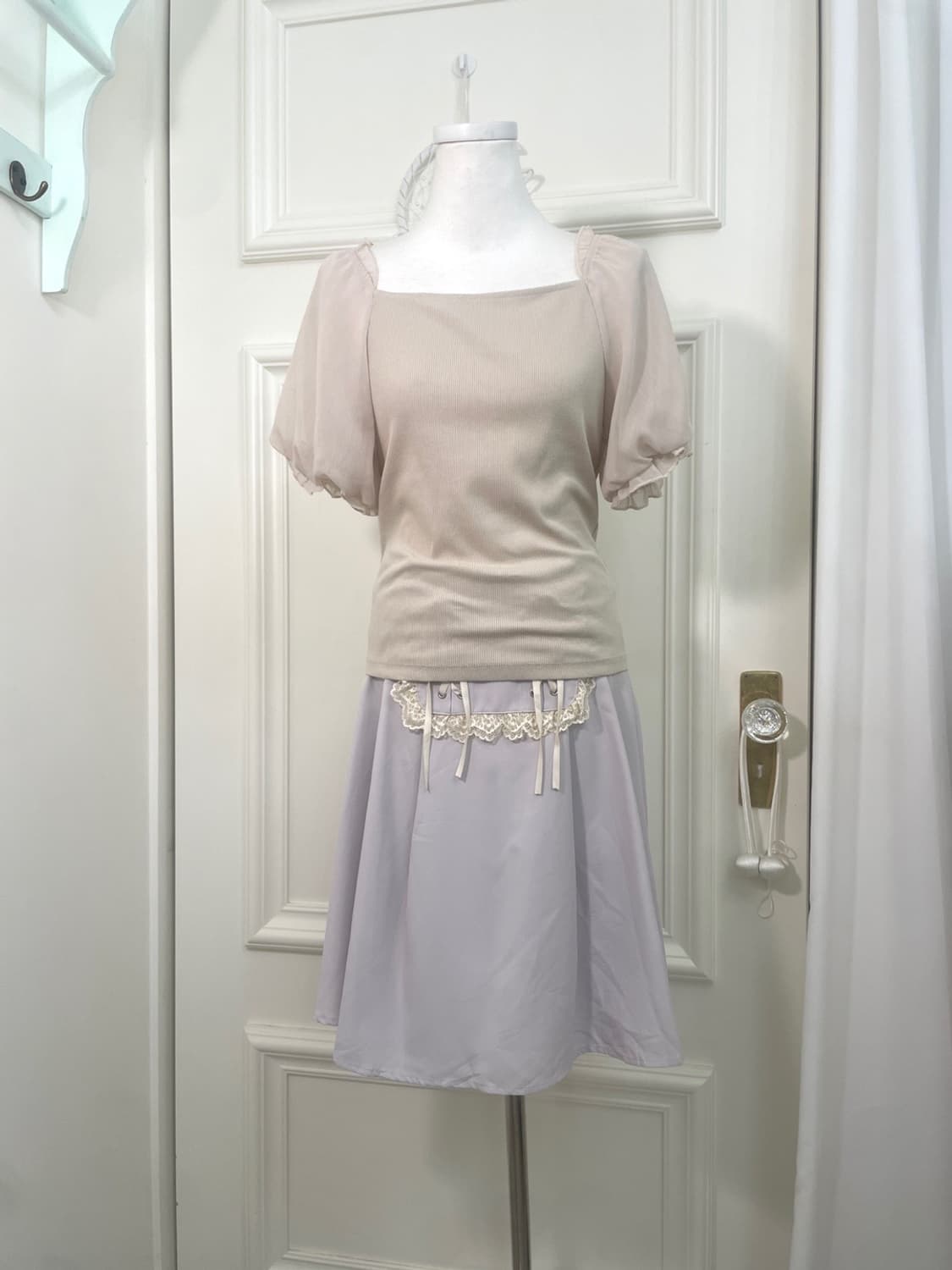 mute beige puff chiffon princess top 상품이미지2