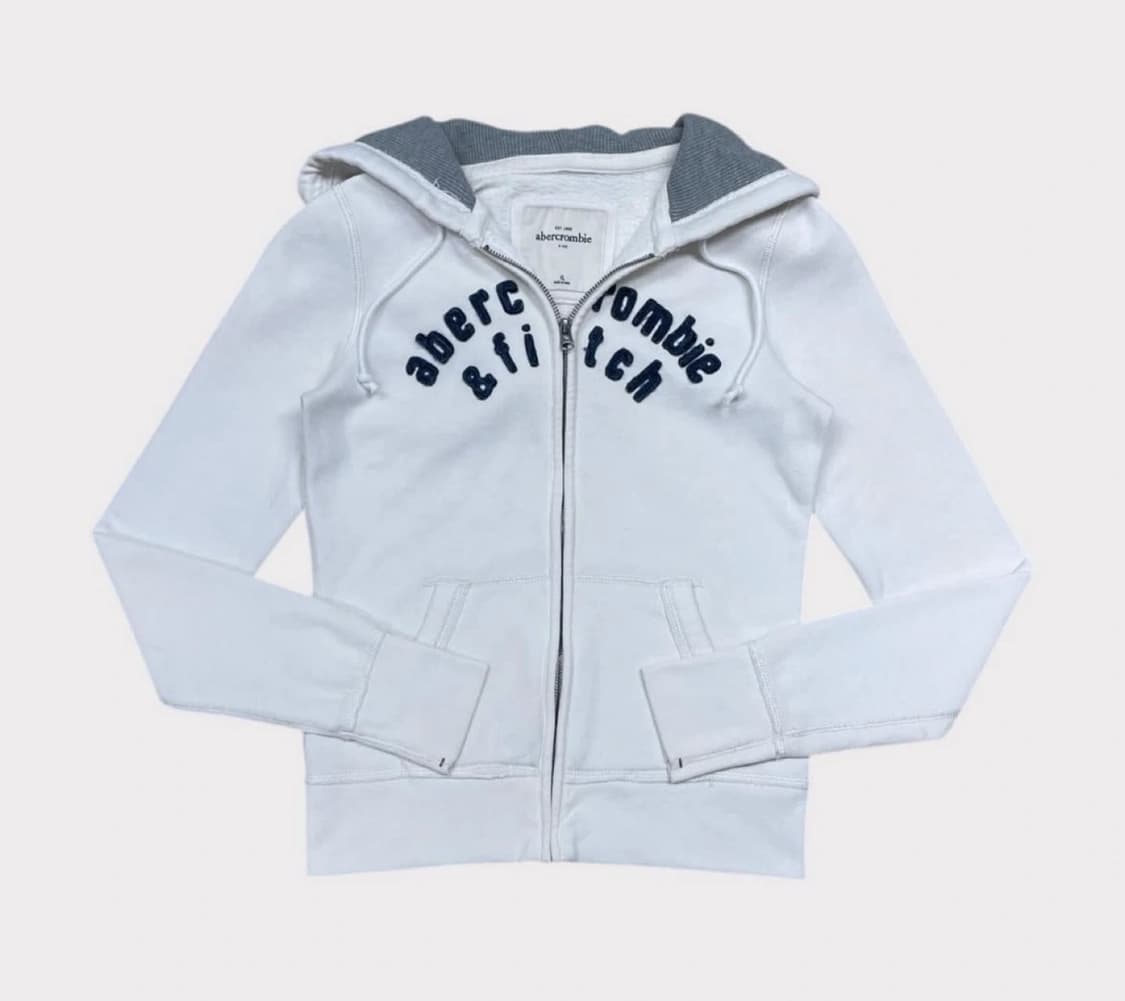 아베크롬비 화이트 딱붙핏 후드집업 상품이미지1