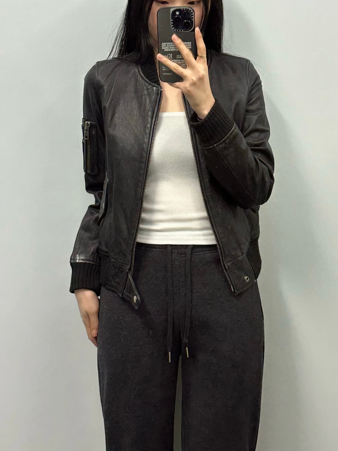 Vintage 빈티지 블랙 레더 봄버 자켓 상품이미지2