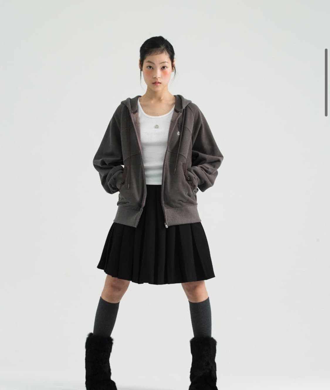 코이세이오 스트링 포켓 후드집업 와인 상품이미지2