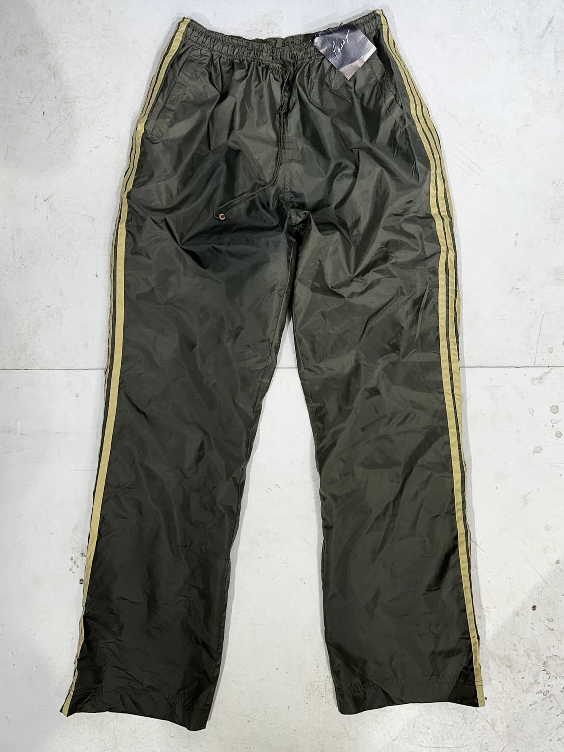 일본 빈티지 카키 브라운 대대장 삼선 와이드 힙합 트랙 팬츠 M 상품이미지4