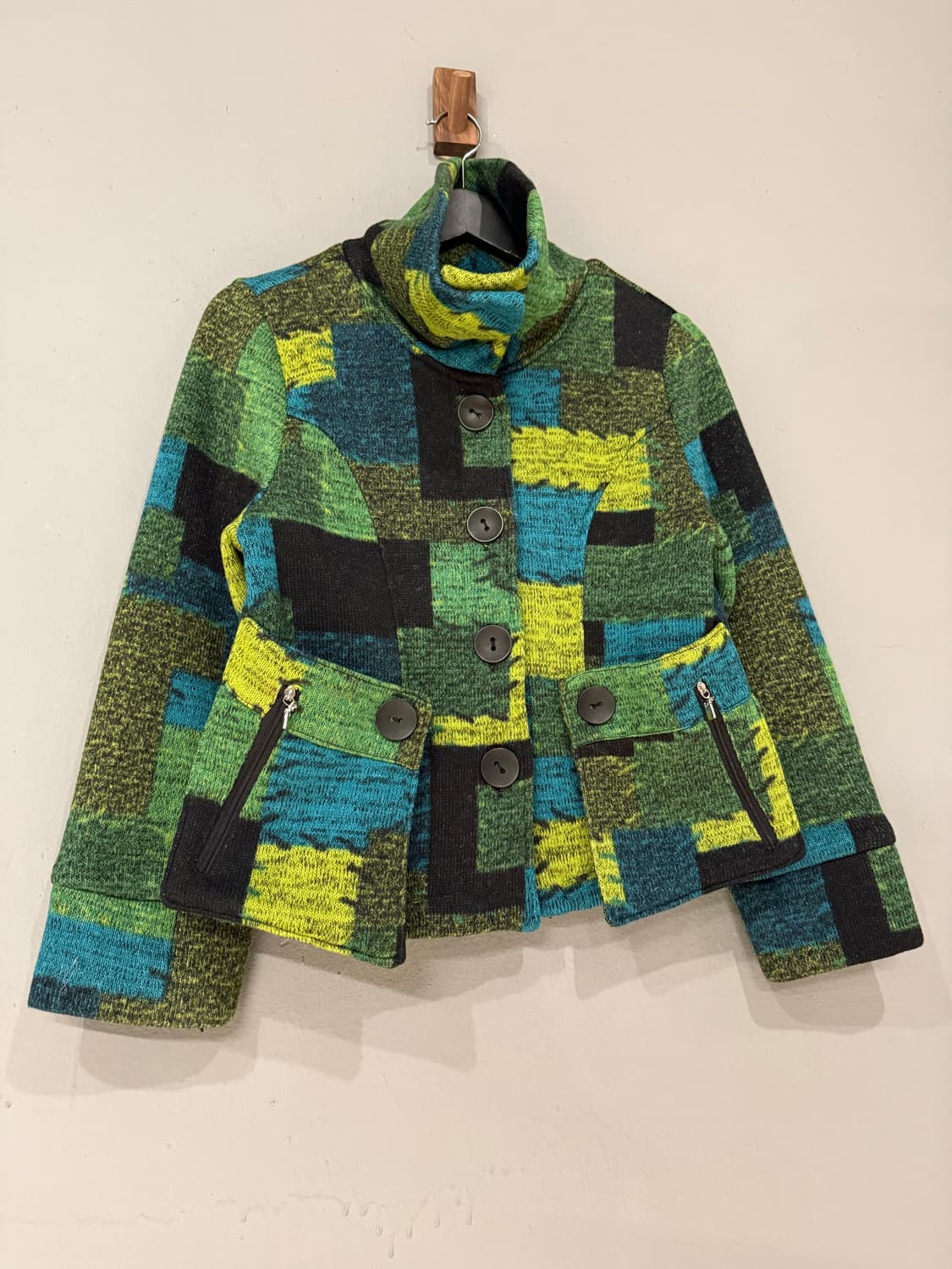 patchwork design high-neck jacket 상품이미지6