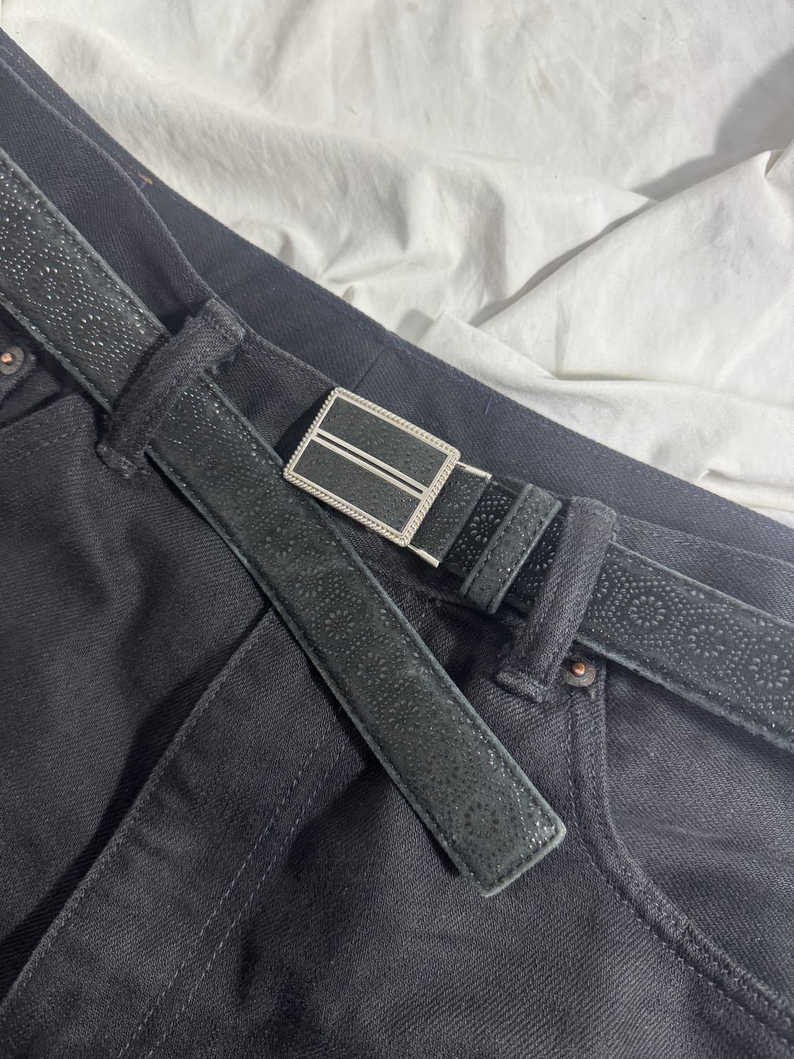 빈티지 플라워 패턴 레더 벨트 상품이미지4