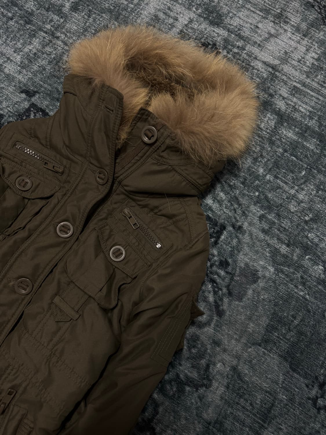 Unknown 00s racoon fur trimming military 상품이미지4