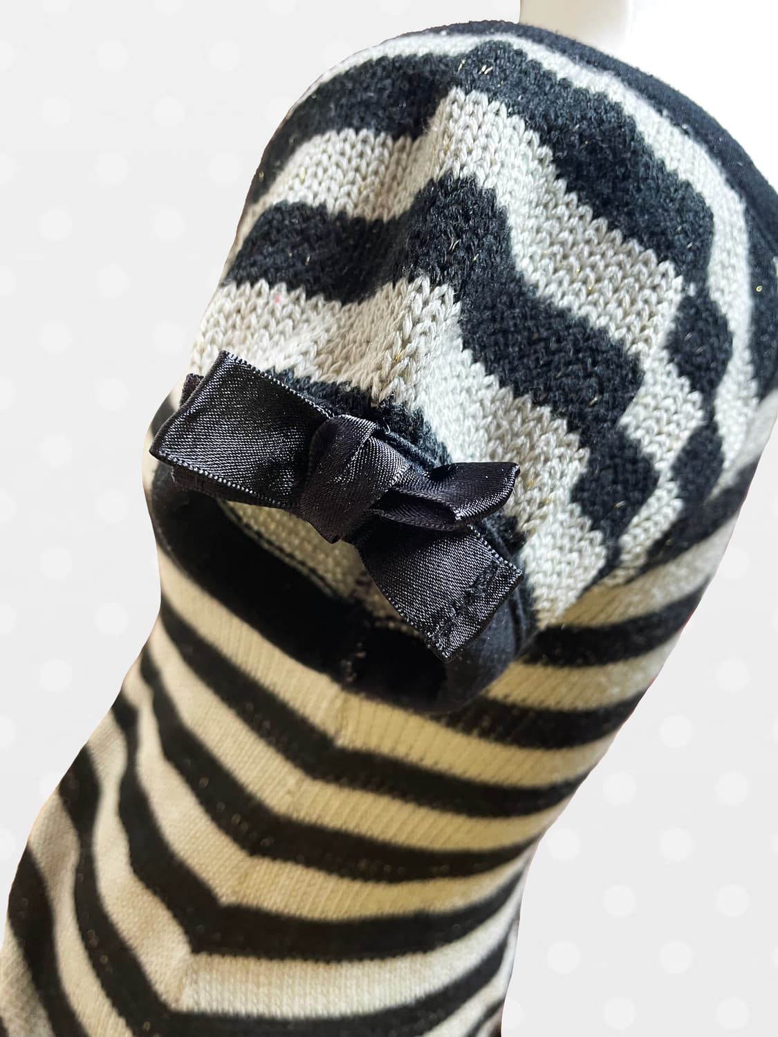 스트라이프 리본 니트 반팔탑 상품이미지2