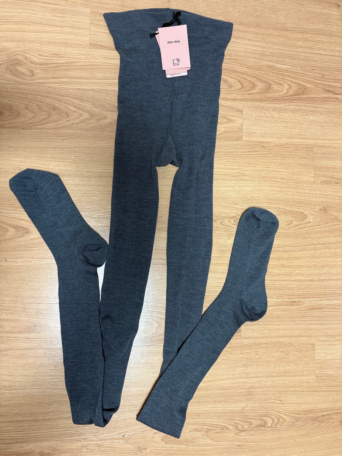 미우미우 니트 골지 타이즈 스타킹 새상품 3 상품이미지1