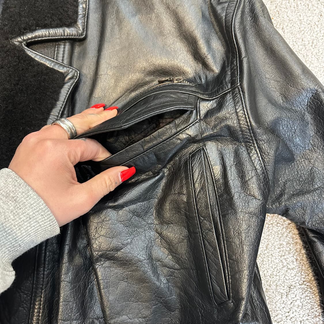 80s 퍼카라 크롭 소가죽 봄버 자켓66 상품이미지9