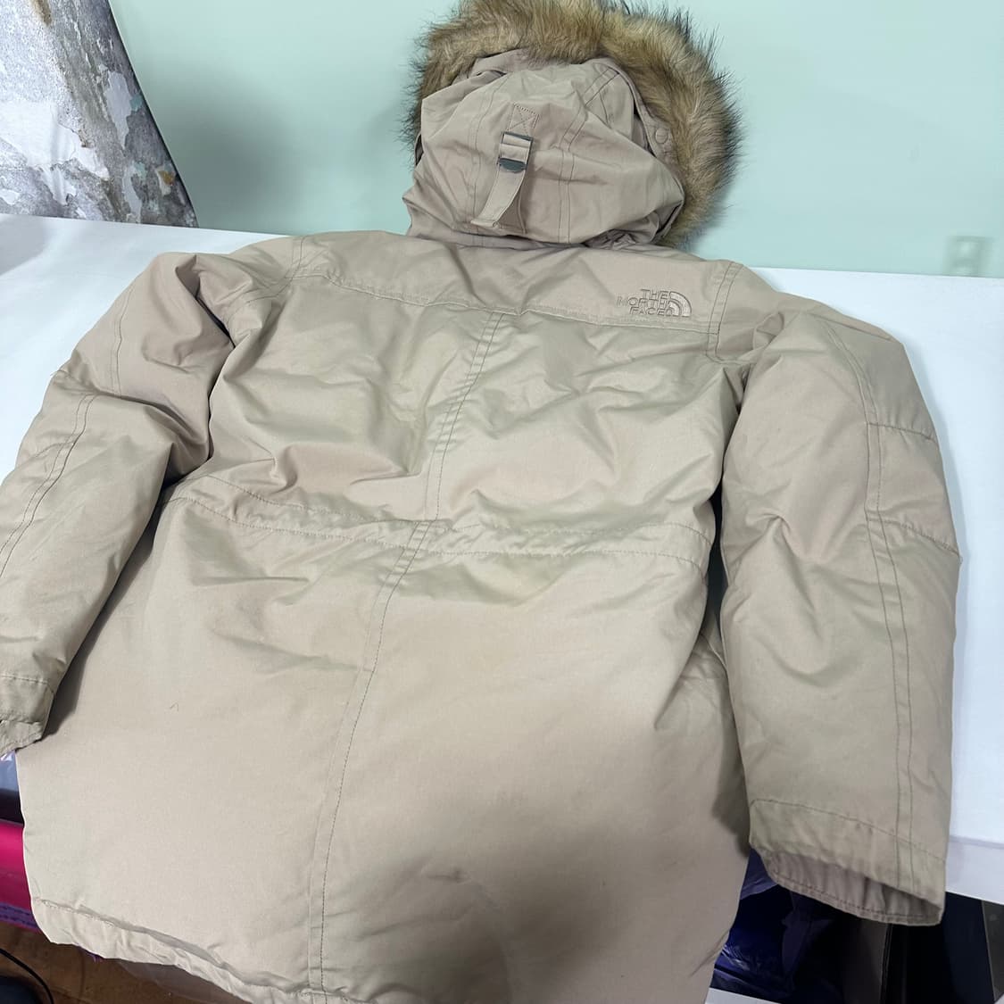 S 95 노스페이스 베이지 후드탈부착 밑단스트링 덕다운 N3B점퍼 상품이미지8