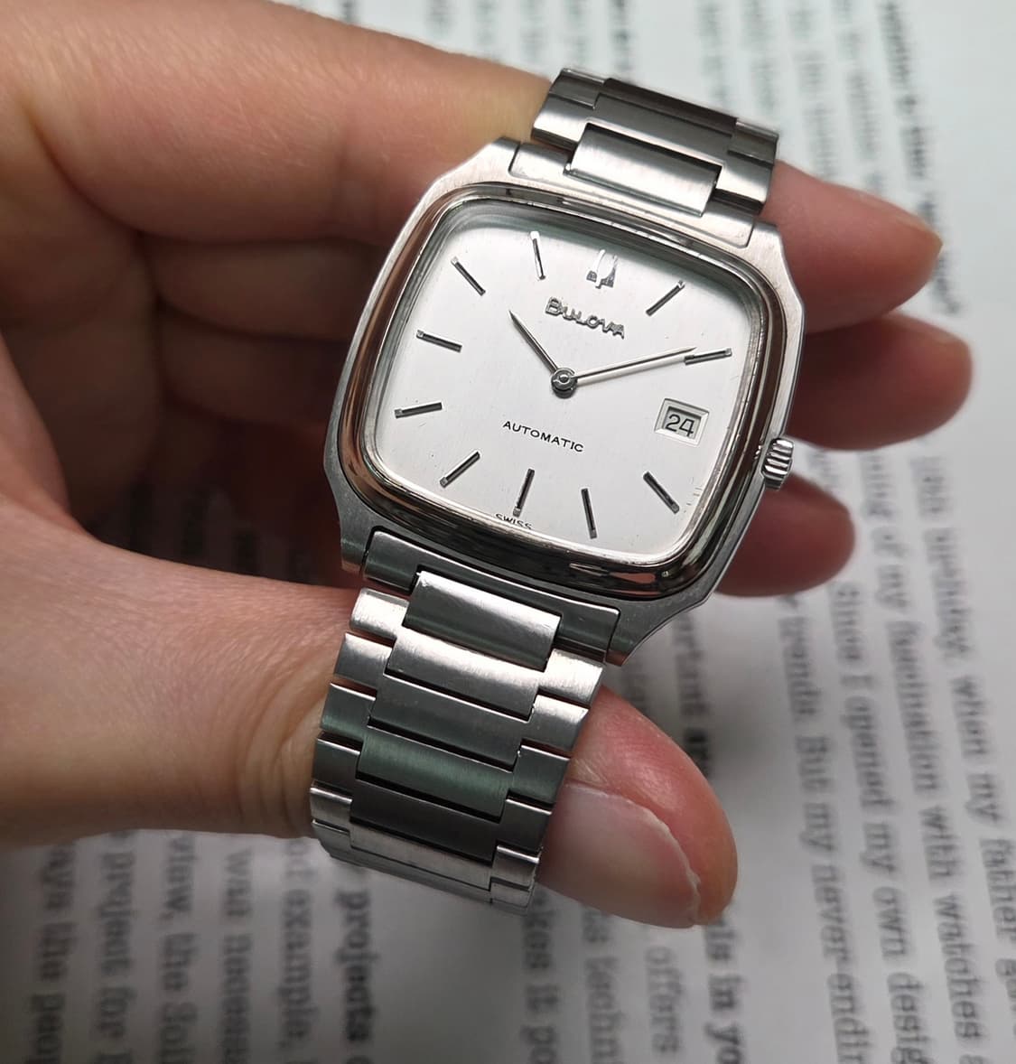 빈티지 부로바 테레비 사각탱크형 오리지널 실버판 오토 브레이슬릿 ver. 상품이미지4