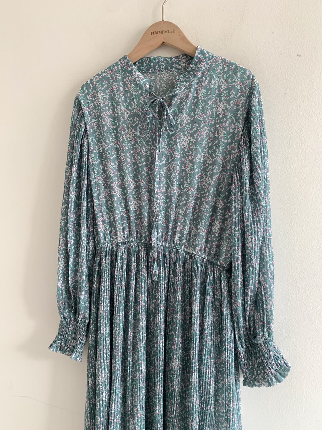 Floret ribbon pleats dress 상품이미지2