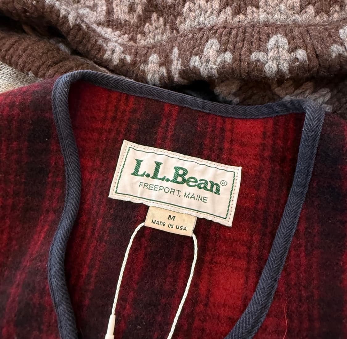 M) 90‘s  엘엘빈 헌팅 울 베스트 조끼 버팔로 체크 상품이미지3