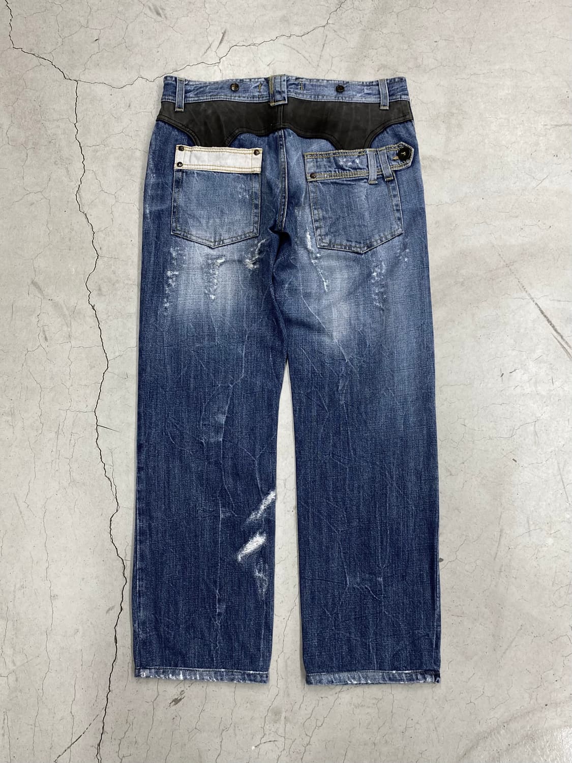 저스트 카발리 레더 데님 팬츠 상품이미지5