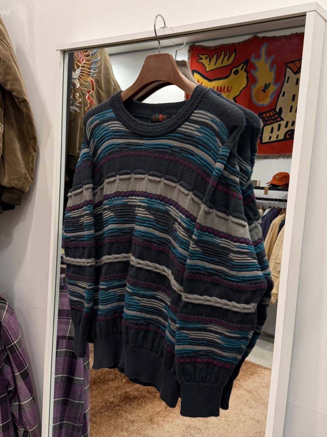 Vtg 멀티 컬러 케이블 니트 (made in Japan) 상품이미지1