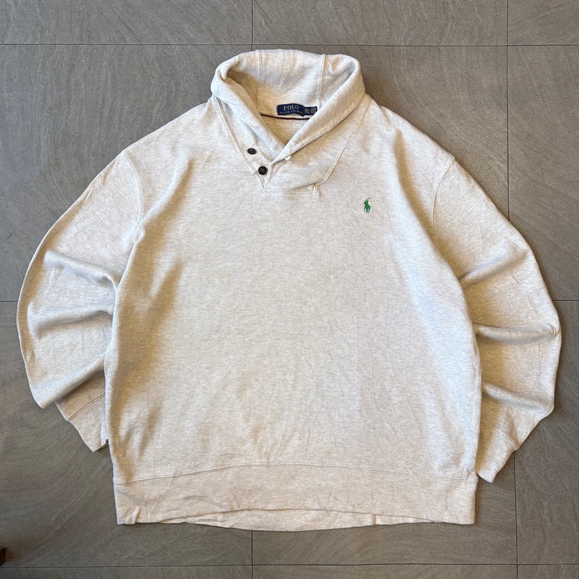 폴로 정품 아이보리 코튼 숄카라 니트 상품이미지1