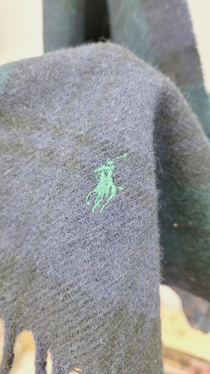 폴로 랄프로렌 체크 머플러 그린 네이비 상품이미지4